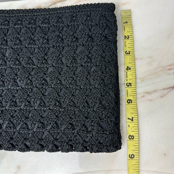 Vintage Micro Knit Crochet Black Wristlet Clutch - Picture 6 of 16